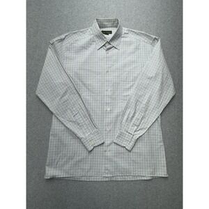 Ermenegildo Zegna Shirt Mens Large White Blue Check Luxury Casual‎ Made In Italy